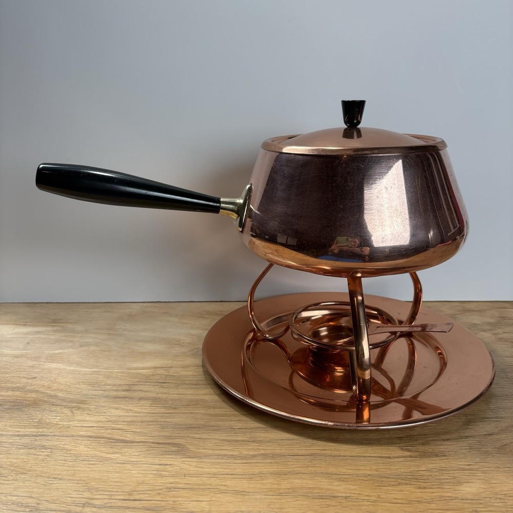 Vintage Spring Culinox No. 69 Swiss Copper Fondue Set Pot Stand Tray